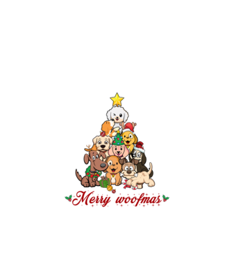Merry woofmas model negru pe tricou