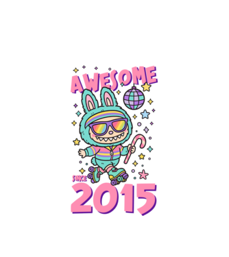Awesome since 2015 - Labubu model alb pe tricou