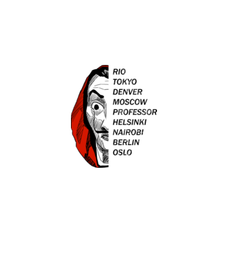 classic logo money heist white model alb pe tricou
