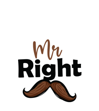 Mr right model alb pe tricou