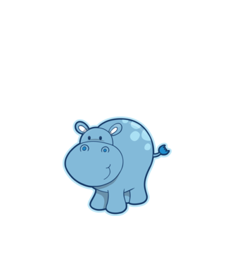 Cartoon hippo model negru pe tricou