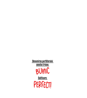 Denumirea purtătorului acestui tricou: bunic! Calificare: Perfect! model negru pe tricou