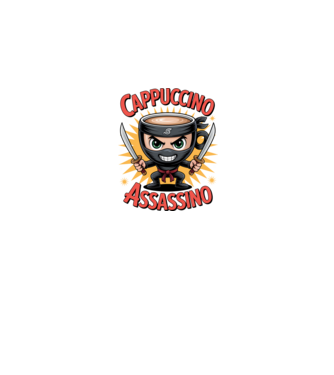 Cappuccino Assasino model negru pe tricou