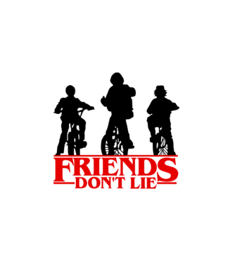 friends dont lie bicycle model alb pe tricou