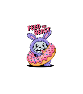 Feed the beast model alb pe tricou