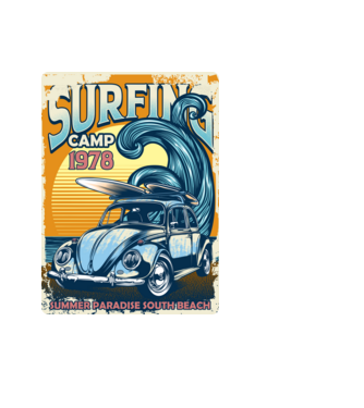 Surfer Camp model negru pe tricou