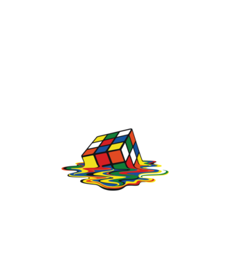 Melting Rubik model negru pe tricou