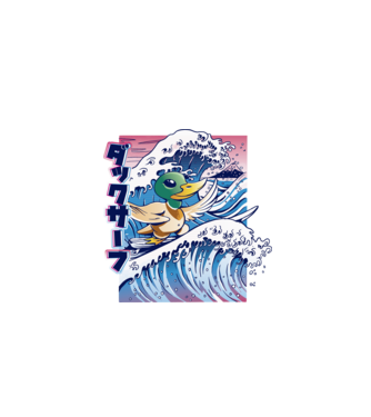 Surfer Duck model negru pe tricou