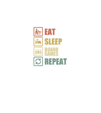 eat sleep Board Games repeat model negru pe tricou