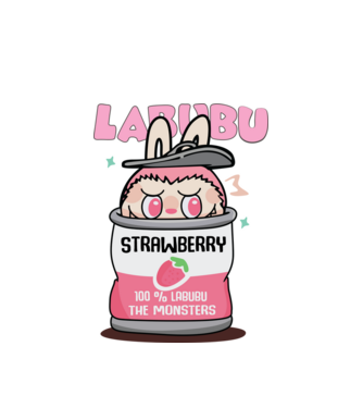 Strawberry Labubu model alb pe tricou