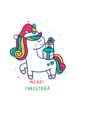 merry christmas unicorn model negru pe tricou