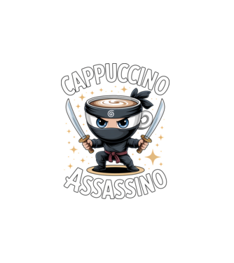 Cappuccino Assassino model alb pe tricou