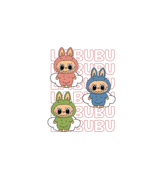 LABUBU model alb pe tricou