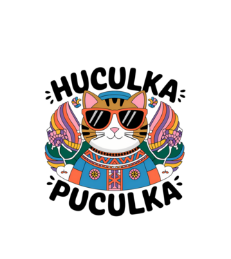 Huculka Puculka pisică 3 model alb pe tricou