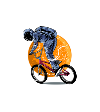 BMX space model alb pe tricou