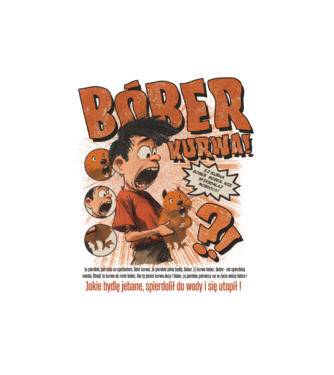 Bobr Kurwa comic model alb pe tricou