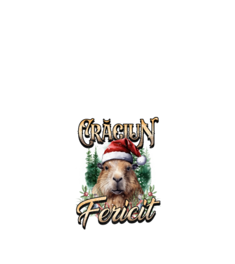 Capybara christmas model negru pe tricou