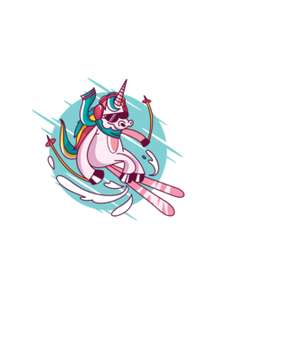 Unicorn ski model negru pe tricou