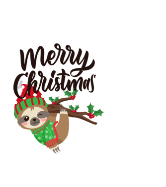 Merry christmas sloth model alb pe tricou