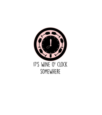 Wine o clock model alb pe tricou