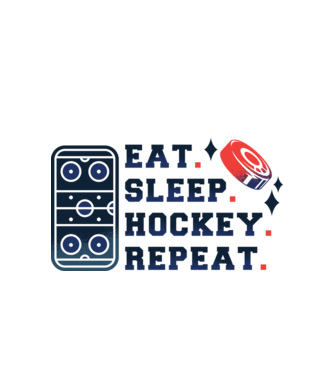 Eat Sleep Hockey Repeat model alb pe tricou