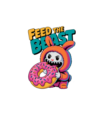 Feed the beast model alb pe tricou