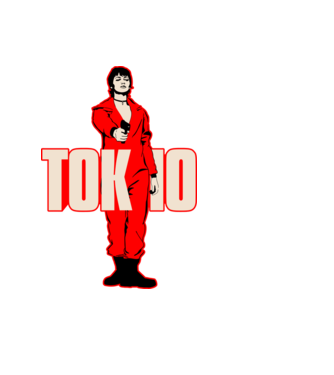 tokyo la casa de papel model negru pe tricou