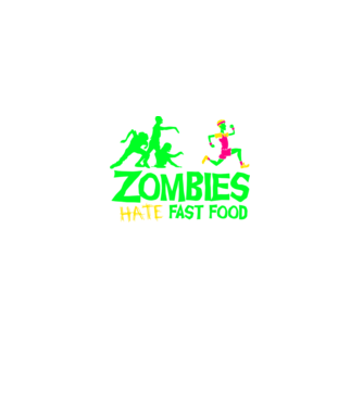 Zombies Hate Fast Food model negru pe tricou