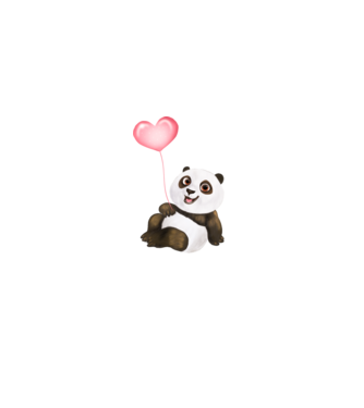 Cute panda with heart model alb pe tricou