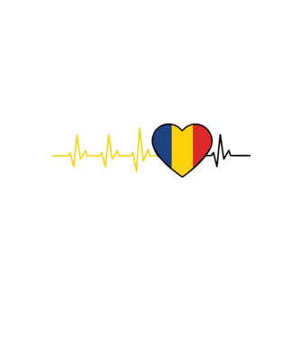 România heartbeat model alb/roșu pe tricou