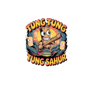 Tung Tung Tung Sahur Retro model negru pe tricou