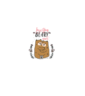 LoveU BEARY much model alb pe tricou