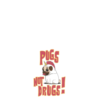 Pugs not drugs model negru pe tricou