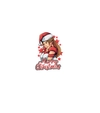 Merry christmas santa girl model negru pe tricou