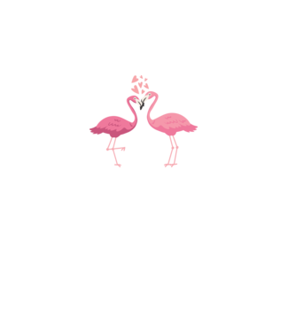 FLAMINGO ÎNDRĂGOSTIȚI model alb pe tricou