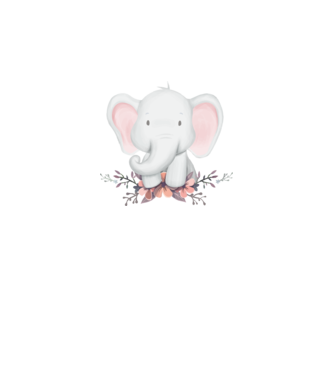 Elefant cu flori model alb pe tricou