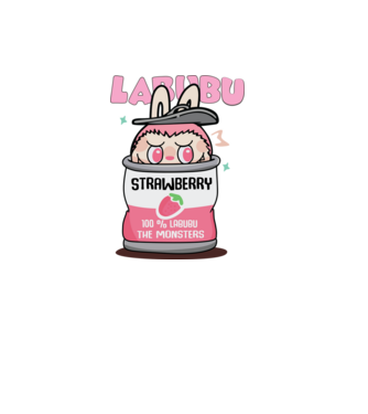 Strawberry Labubu model alb pe tricou