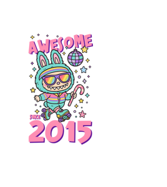 Awesome since 2015 - Labubu model negru pe tricou