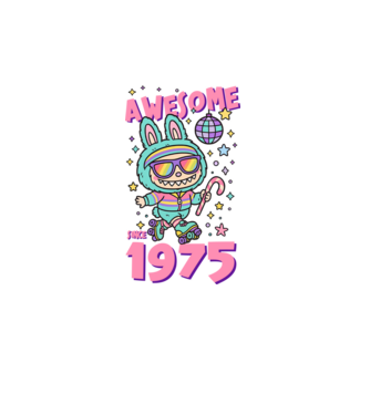 Awesome since 1975 - Labubu model turcoaz pe tricou