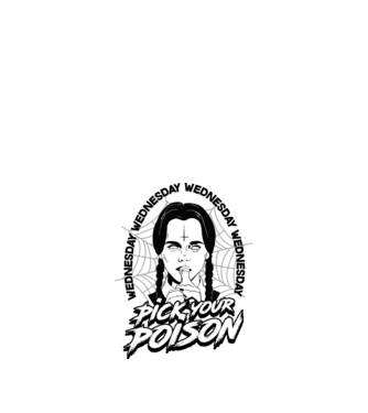 WEDNESDAY Pick your poison model alb pe tricou