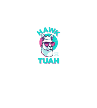 Hawk tuah llama retro sunglasses model albastru închis pe tricou