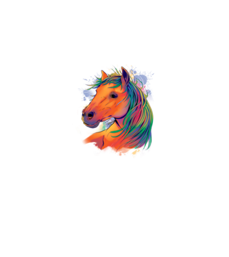 Colorful Horse model alb pe tricou
