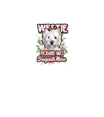 Westie picioare mici dragoste mare model alb pe tricou