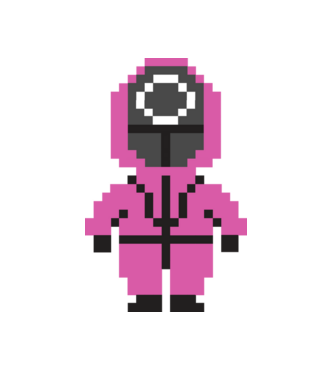 squid game pixel model alb pe tricou