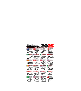 F1 calendar 2025 model alb pe tricou