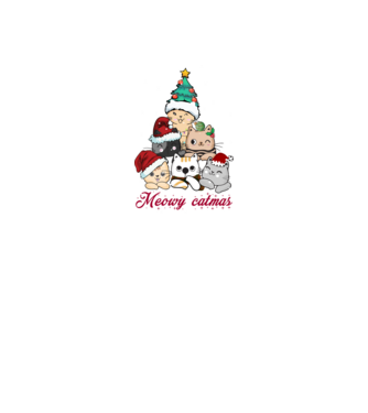 Meowy catmas model alb pe tricou