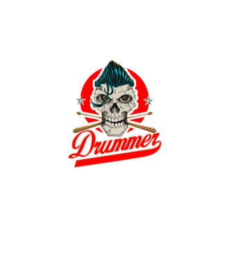 Drummer model alb pe tricou