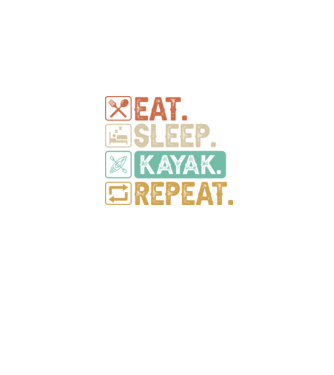 Eat Sleep Kayak model negru pe tricou