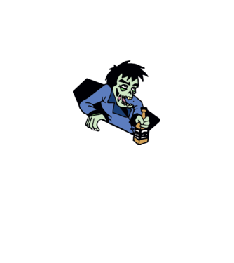 Drunk Zombie model alb pe tricou