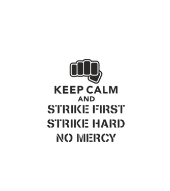 Keep calm and strike first cobra kai model alb pe tricou